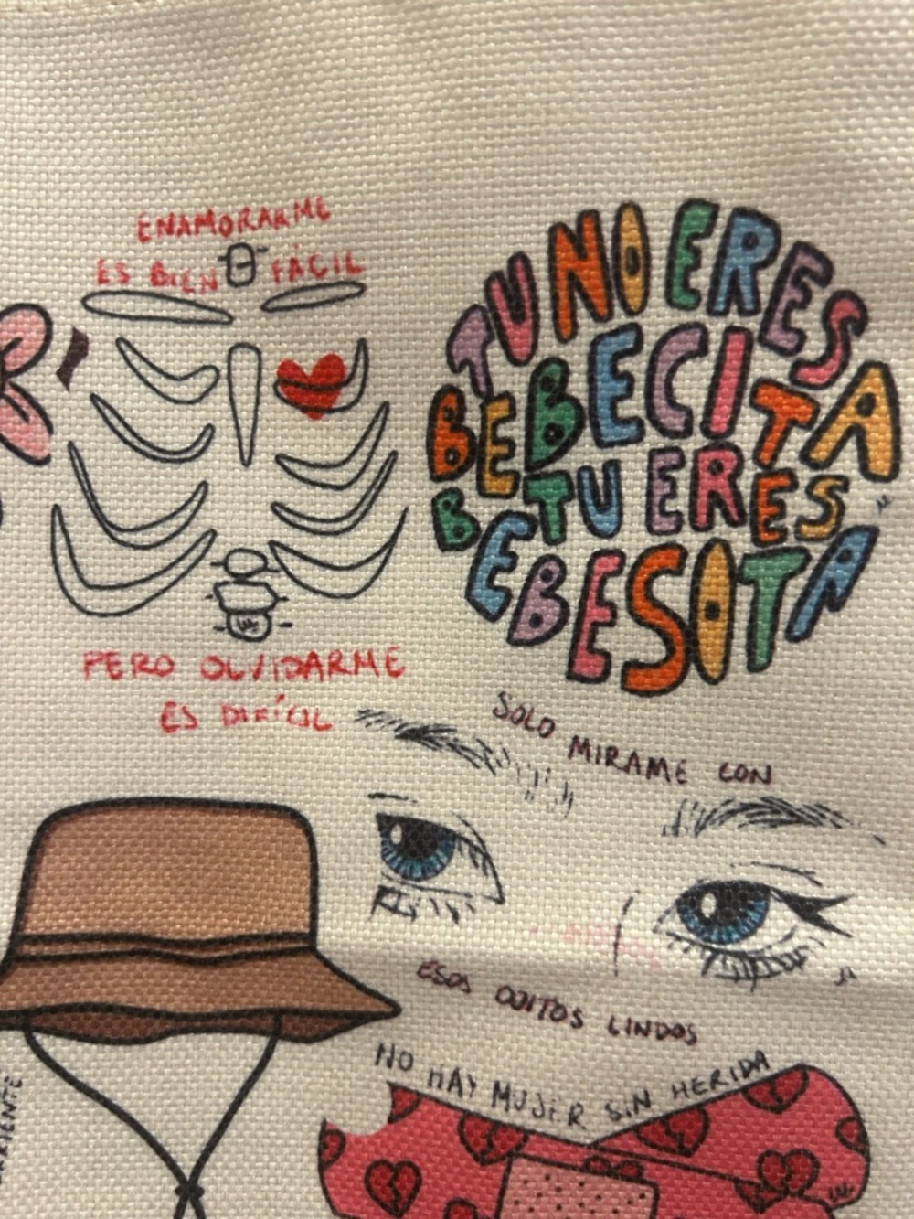 Bad Bunny Canvas Tote Bag with Colorful Graphic Lyrics 🐰🎵 - Picture 4 of 12